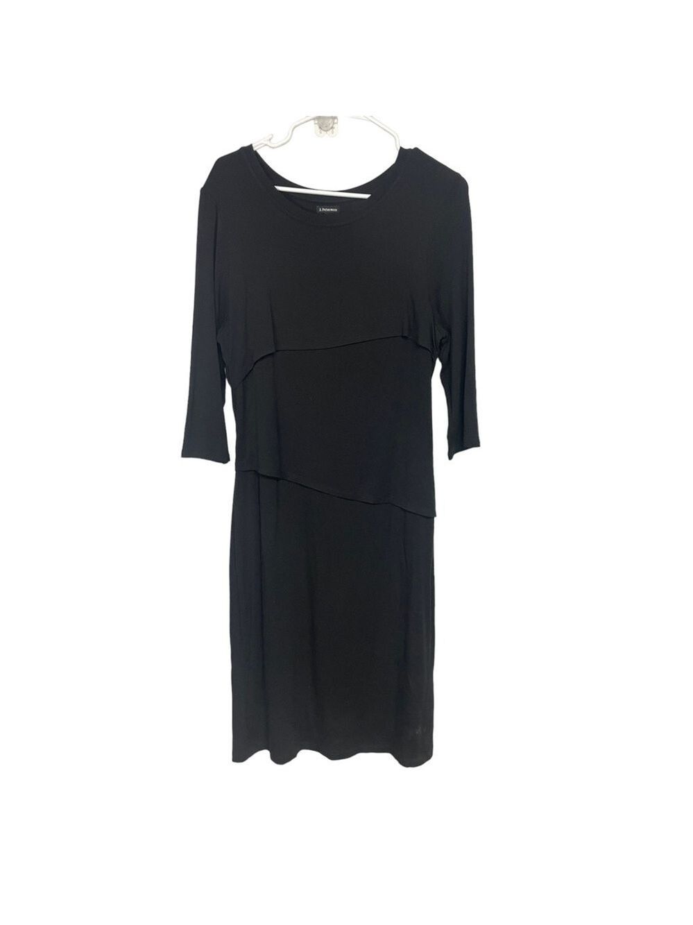 J. Peterman Black Jersey Knit Midi Dress Size 12